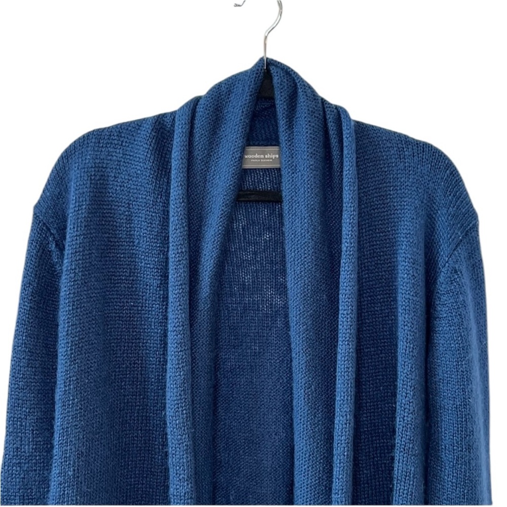 ⭐️ Anthropologie Wooden Ships Blue Wrap Open Cardigan Mohair Wool SMALL/MEDIUM - Picture 3 of 6